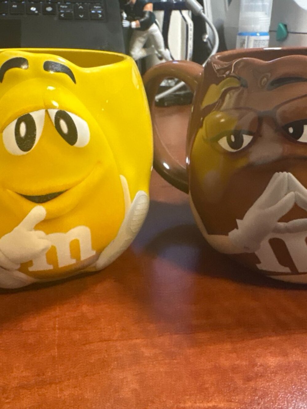 M&M’s World Yellow & Brown Character Ceramic Mugs Set of 2 2024 Mars